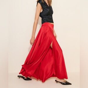 Free people Satin Chilco Maxi Skirt salsa